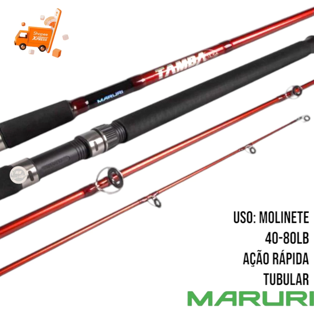 Vara Tamba Para Molinete 1.80/2.10/2.40 40-80lb 2 Partes Ação Rápida Fibra Vidro Tubular Maruri