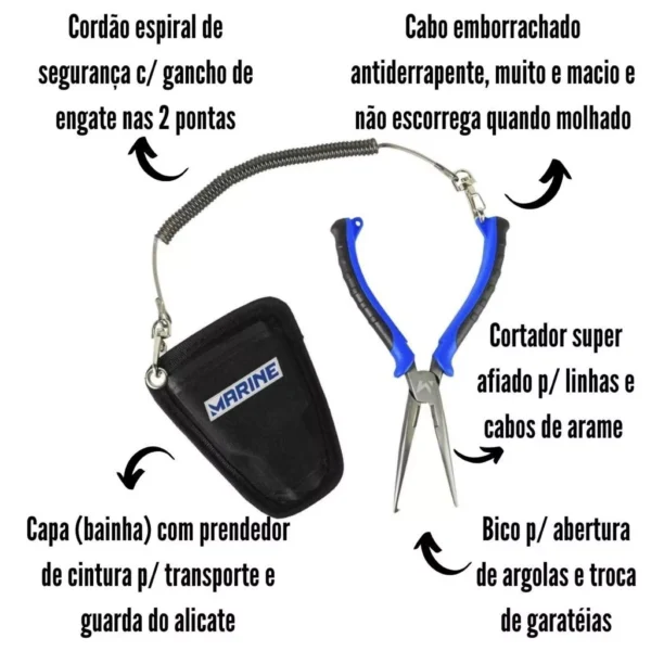 SH61 - Alicate de Pescador Marine Sports Fishermans Pliers Com Bainha e Salva Alicate - Image 4